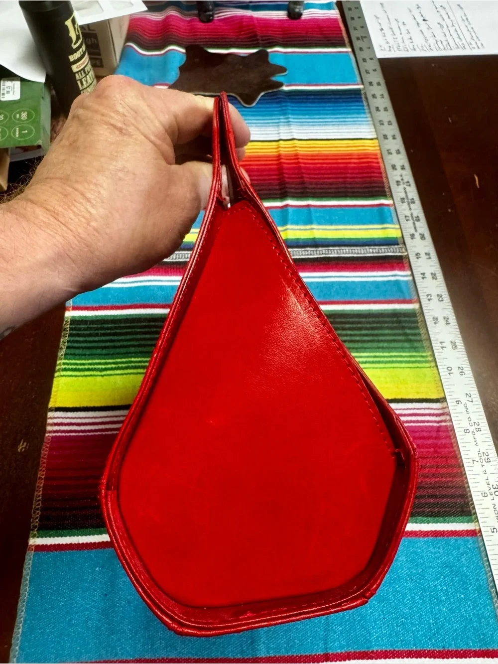 Nordstrom Red Structured Leather Wristlet Clutch